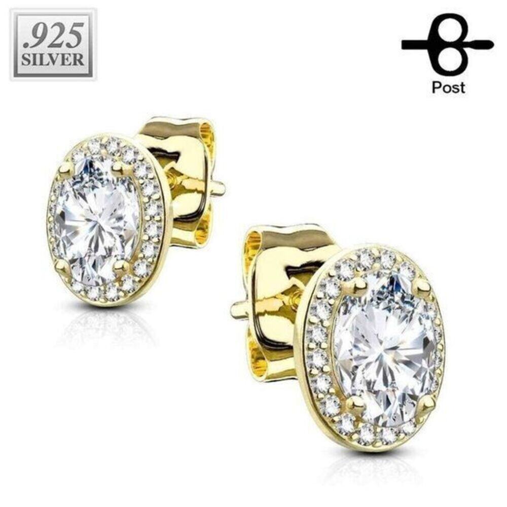 New .925 sterling CZ solitaire‎ earrings